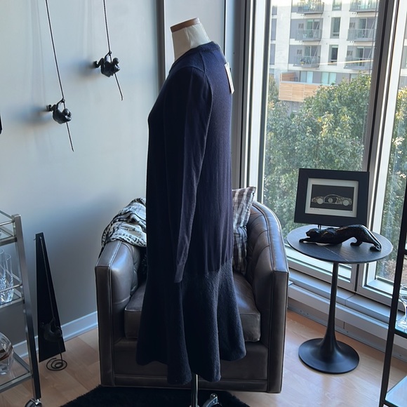 New COS Wool Knit Crewneck Long Sleeve Flared Midi Dress Size Small - Picture 4 of 9